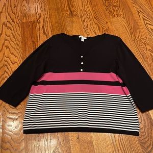 Dressbarn black, pink, white top